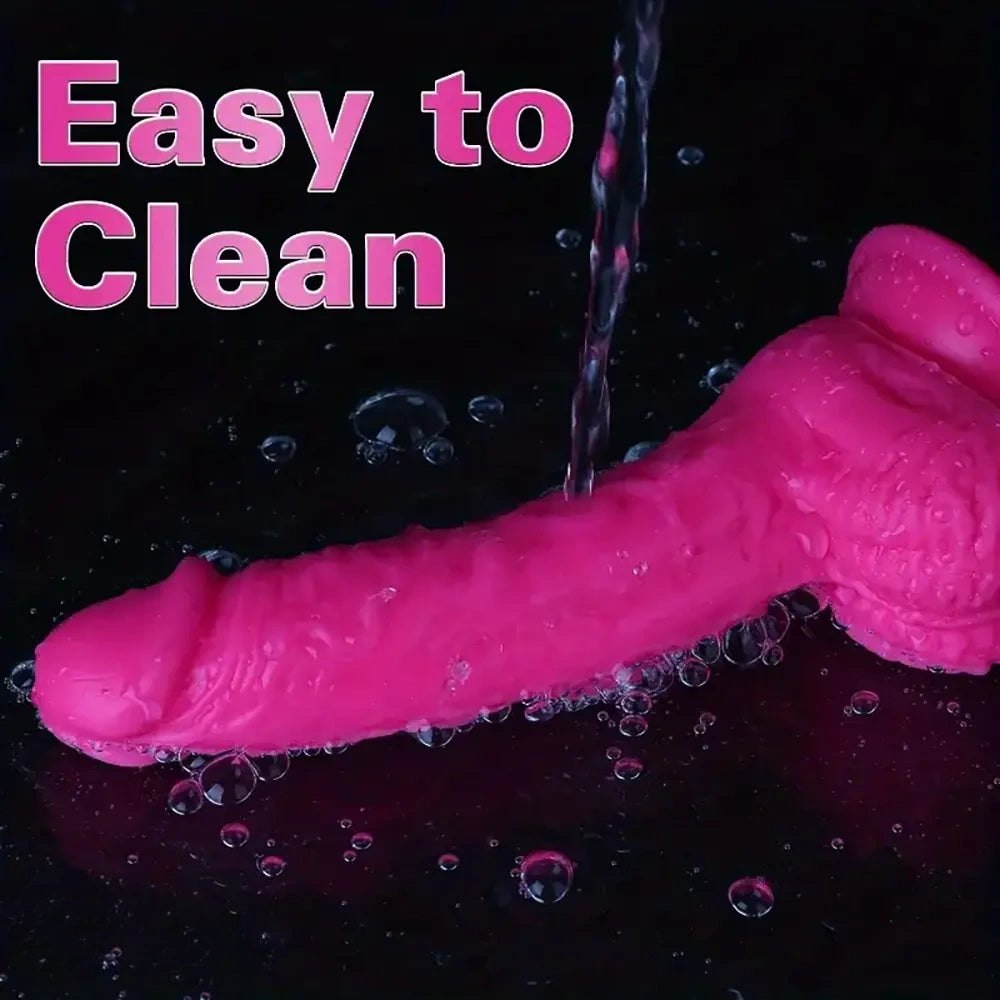 Rose red realistic silicone dildo, photo 4