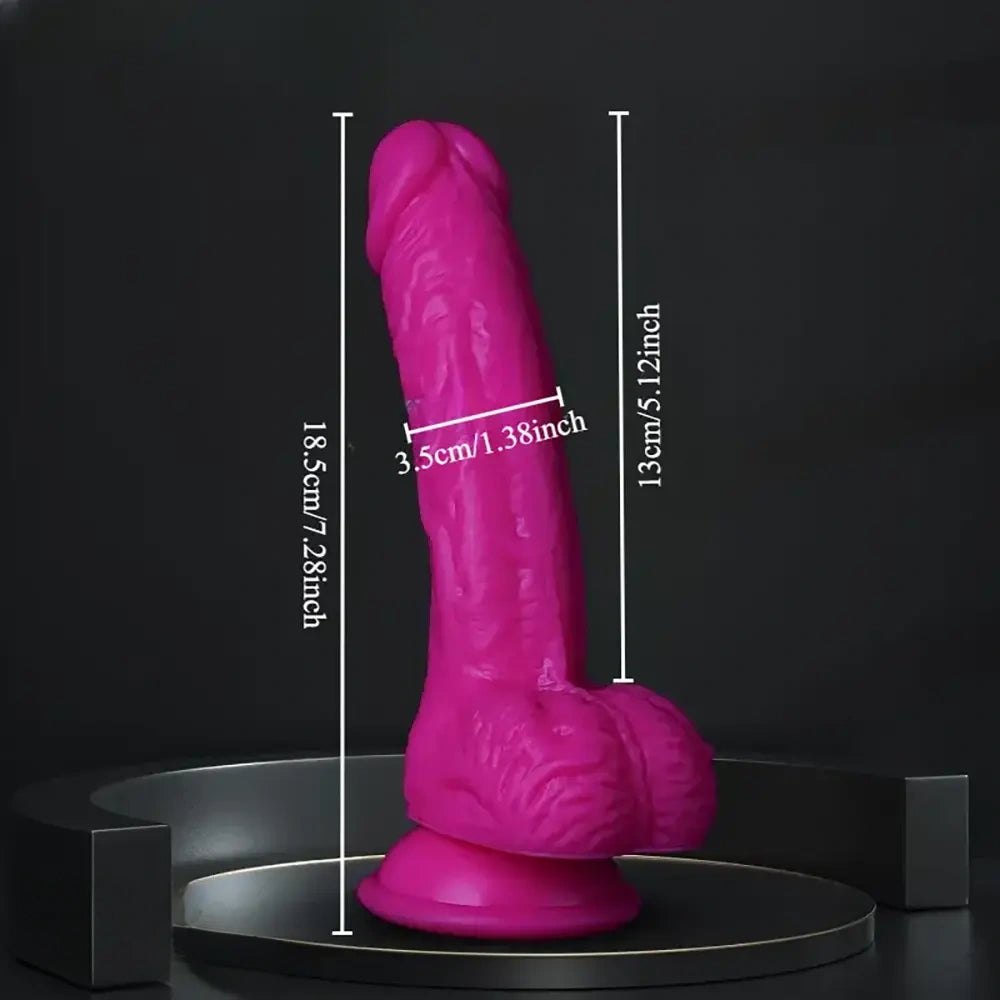 Rose red realistic silicone dildo, photo 5