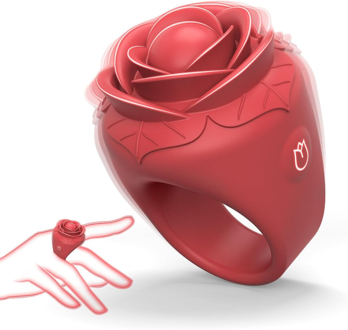 Red silicone rose ring vibrator, photo 1