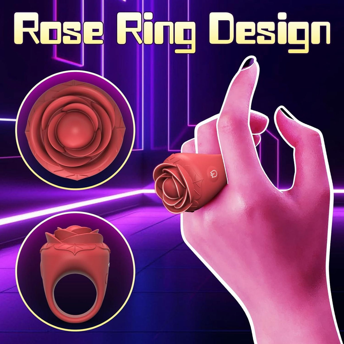 Red silicone rose ring vibrator, photo 3