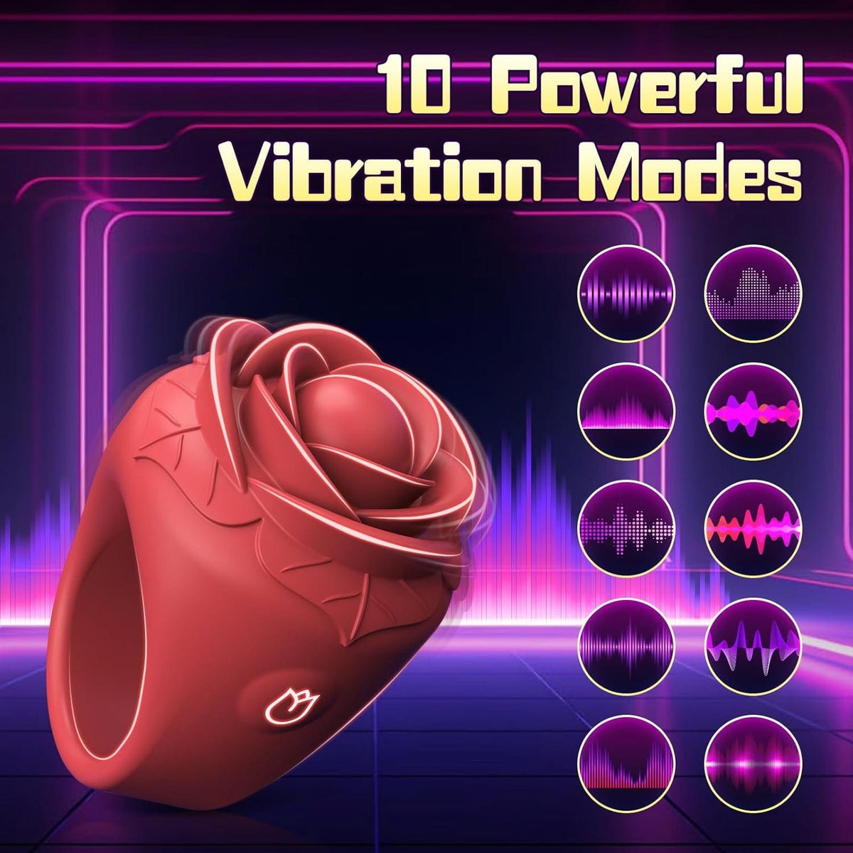 Red silicone rose ring vibrator, photo 5