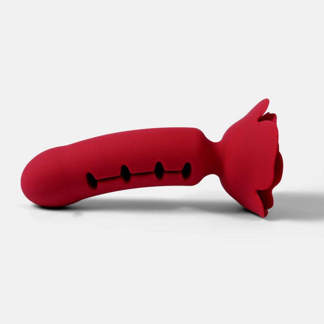 Red rose silicone mouth gag with leather strap, photo 4