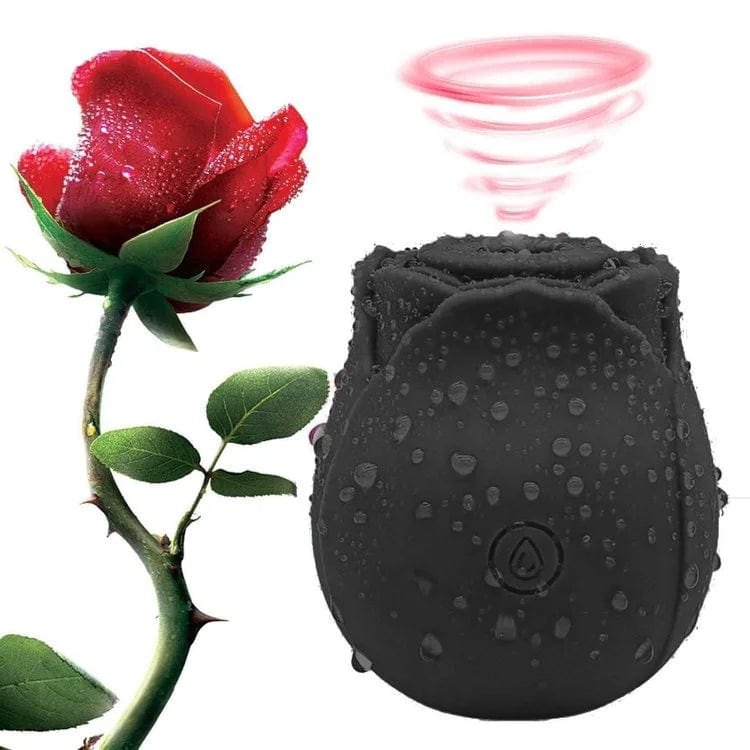Black rose-shaped clitoral suction vibrator