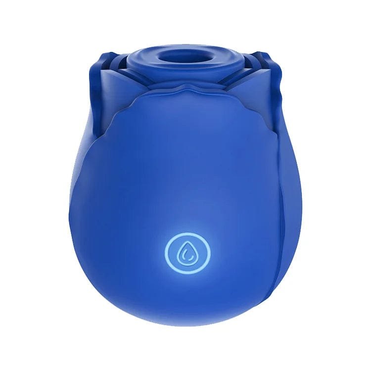 Blue rose-shaped clitoral suction vibrator