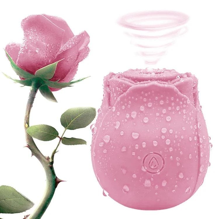 Pink rose-shaped clitoral suction vibrator