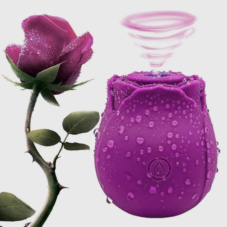 Purple rose-shaped clitoral suction vibrator