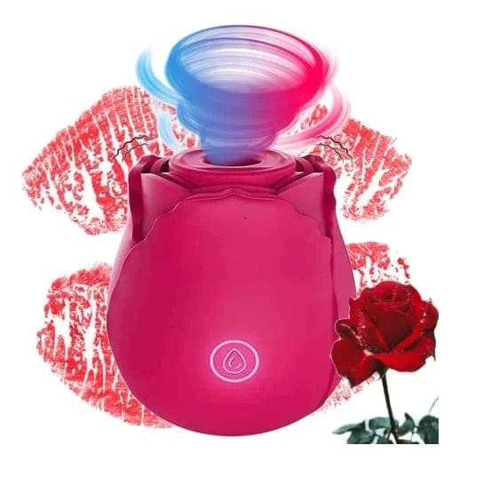 Rose red rose-shaped clitoral suction vibrator