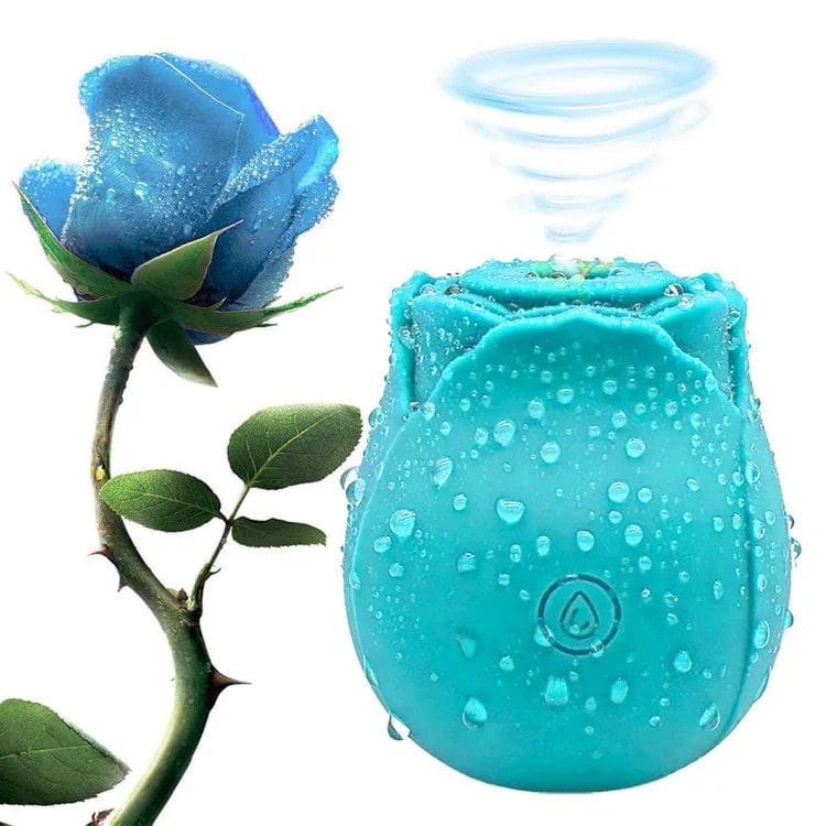 Sky Blue rose-shaped clitoral suction vibrator