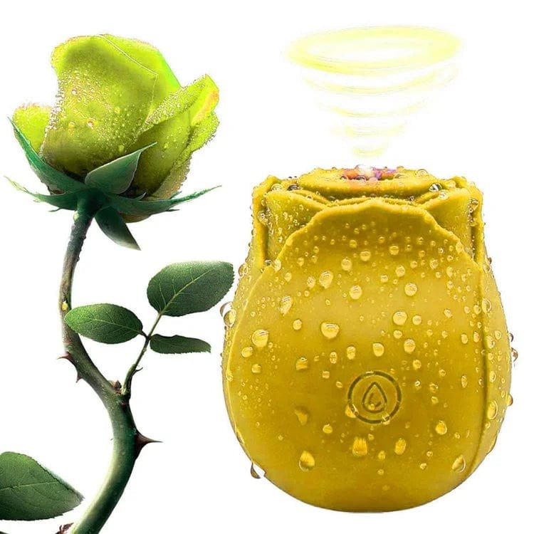 Yellow rose-shaped clitoral suction vibrator
