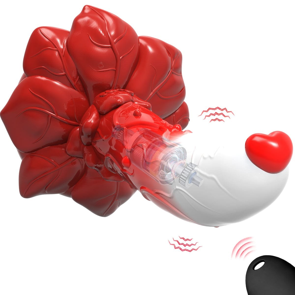 Red rose shaped silicone fantasy dildo