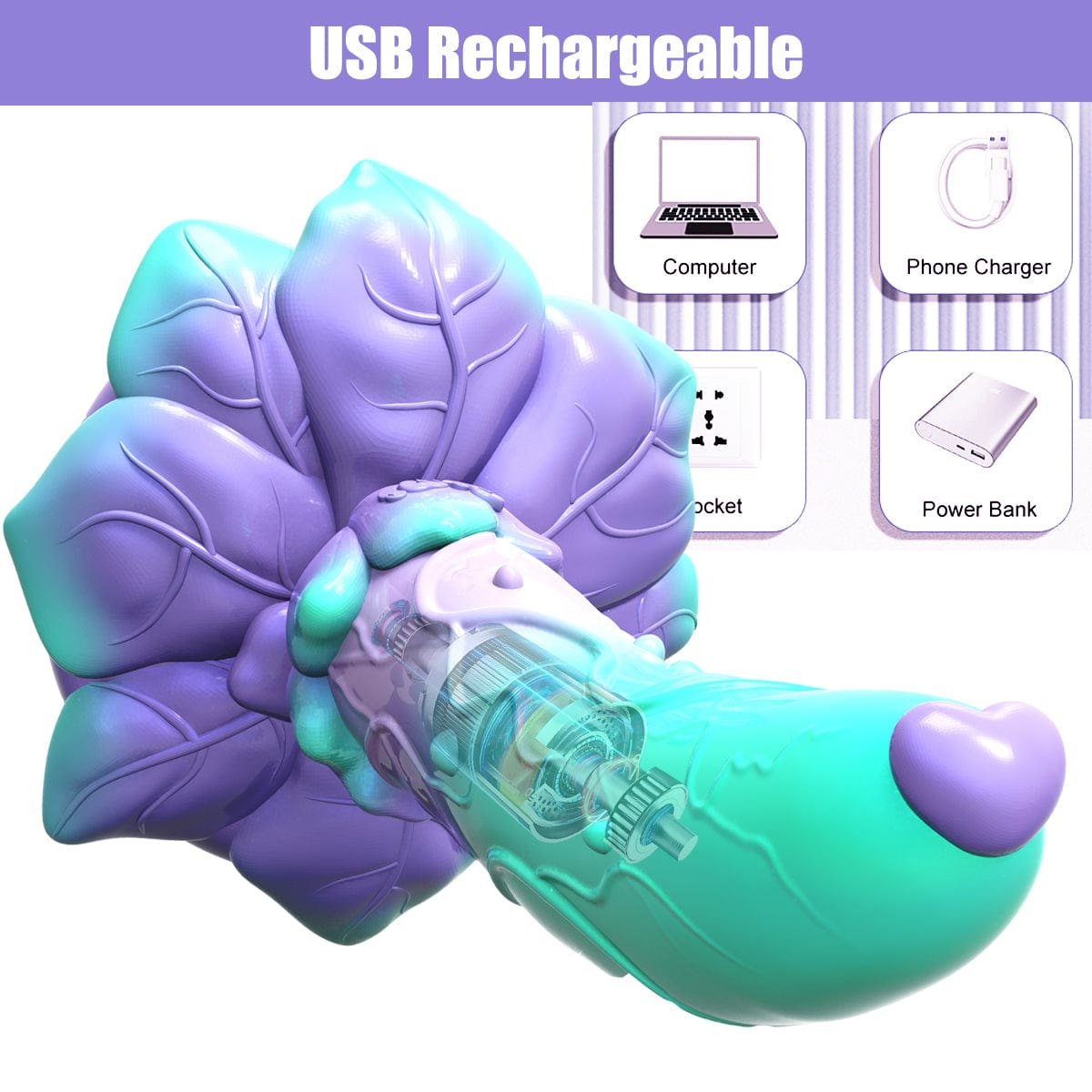 Rose shaped silicone fantasy dildo, photo 3