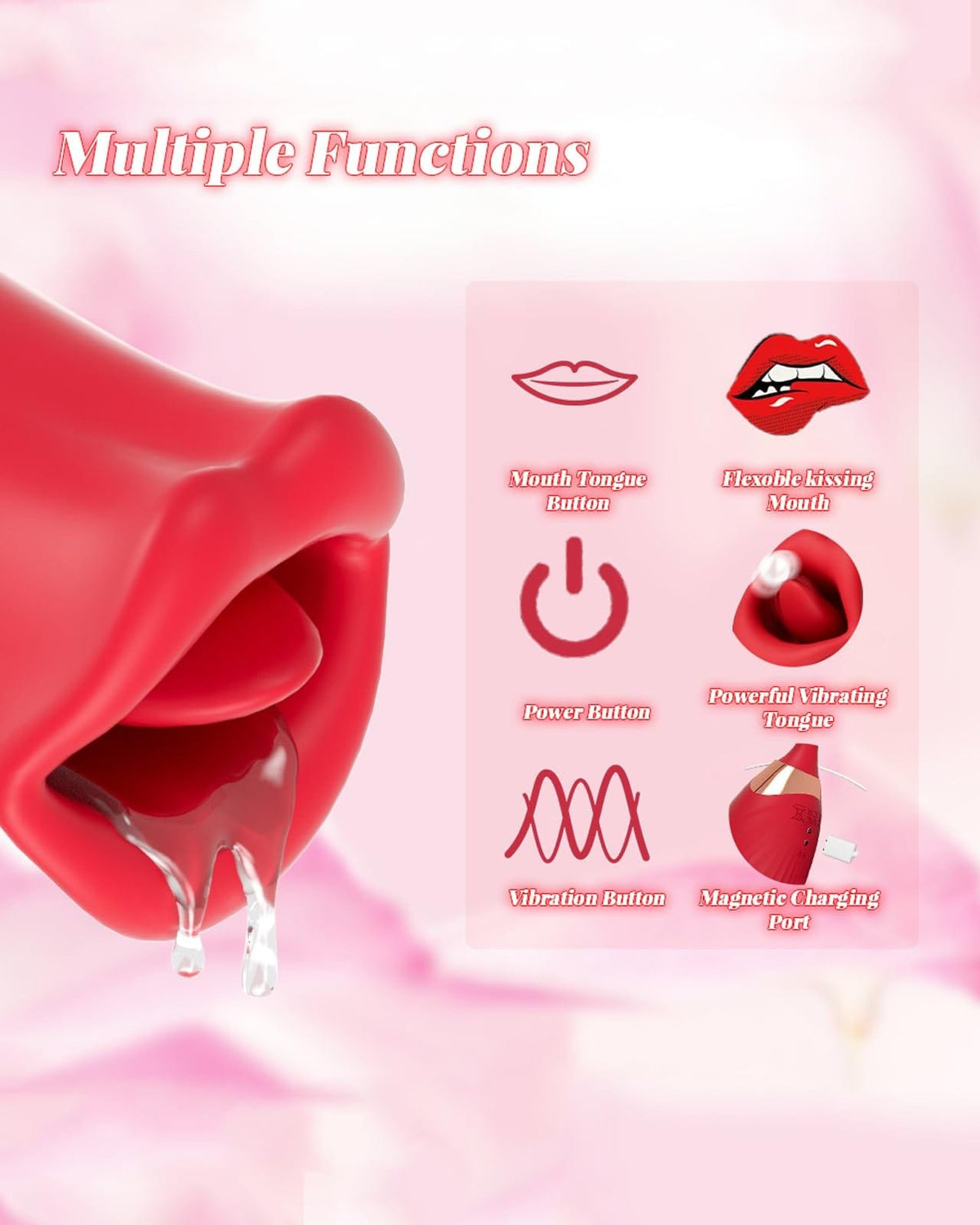 Red rose tongue licking clitoral vibrator, photo 5