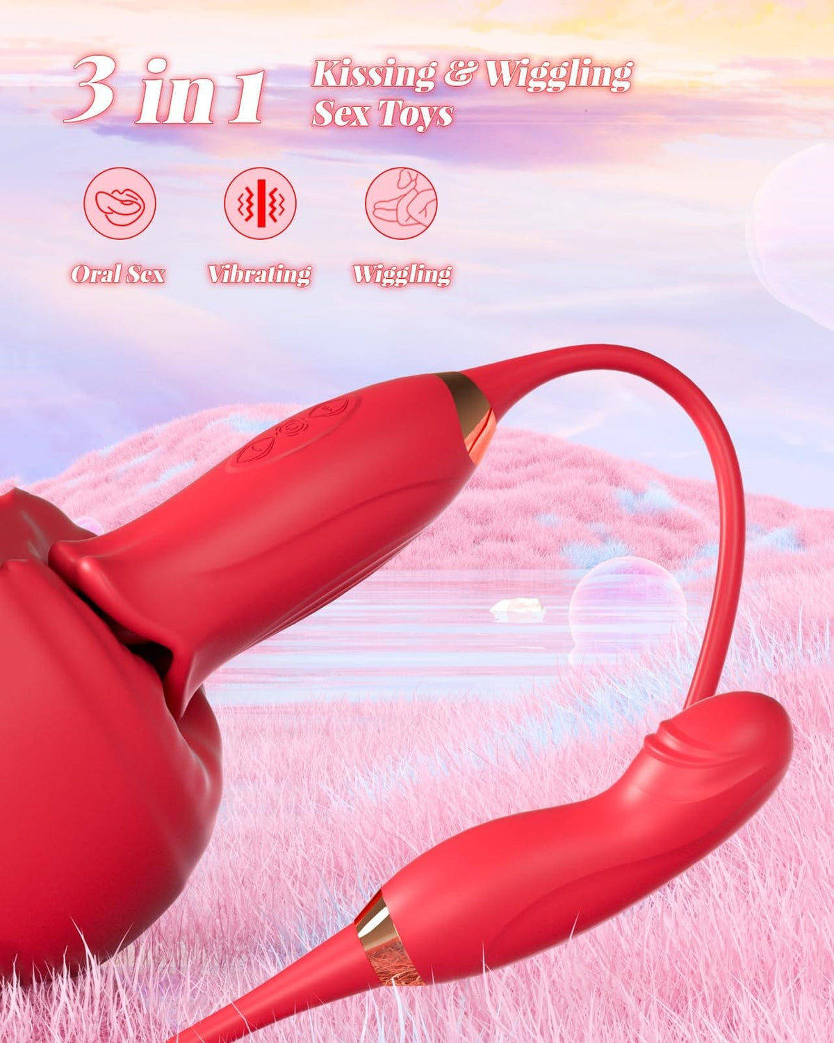 Red rose tongue licking clitoral vibrator, photo 8