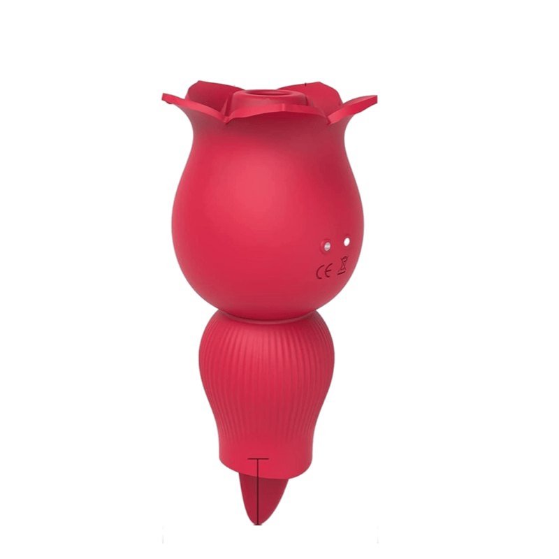 Rose-shaped 2-in-1 clitoral suction vibrator with tongue tip, photo 2