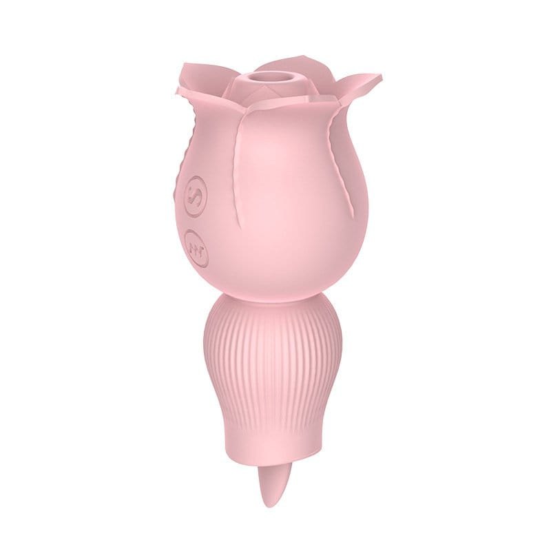 Rose-shaped 2-in-1 clitoral suction vibrator with tongue tip, photo 3