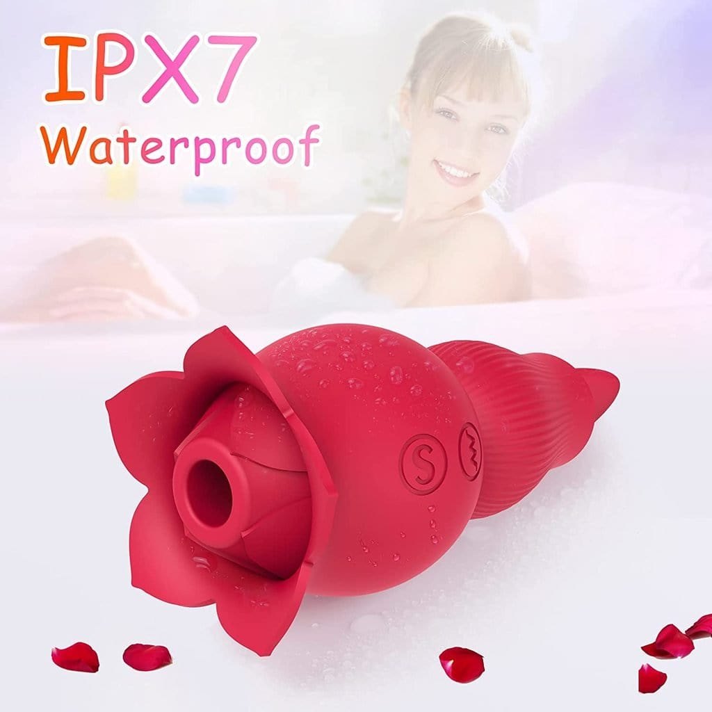 Rose-shaped 2-in-1 clitoral suction vibrator with tongue tip, photo 8