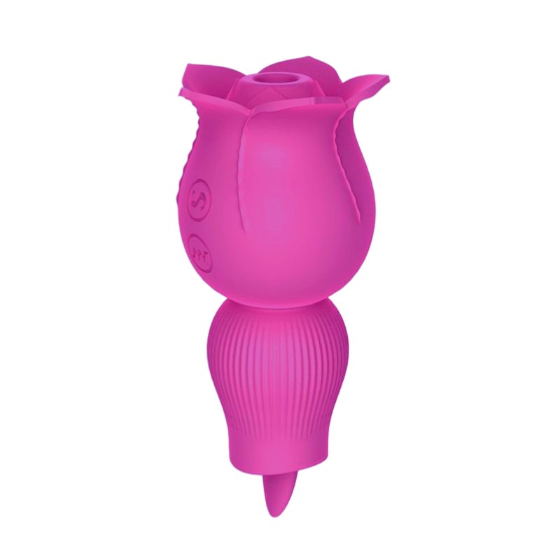 Rose-shaped 2-in-1 clitoral suction vibrator with tongue tip, photo 9