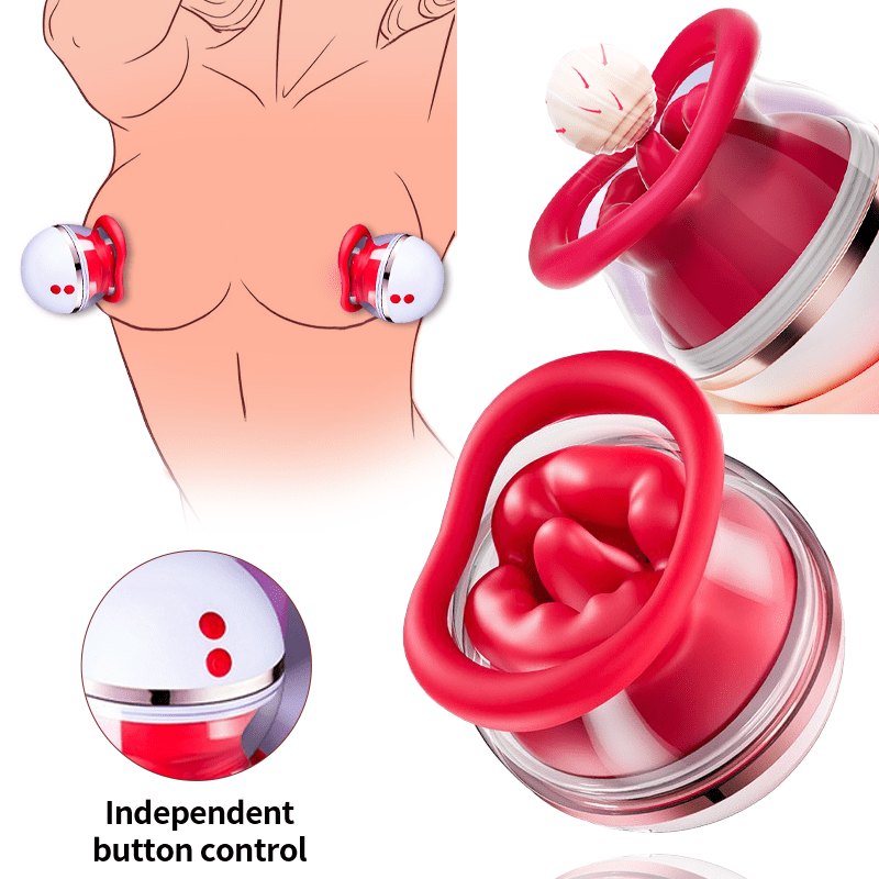 Red liquid silicone rose suction vibrator set, photo 4