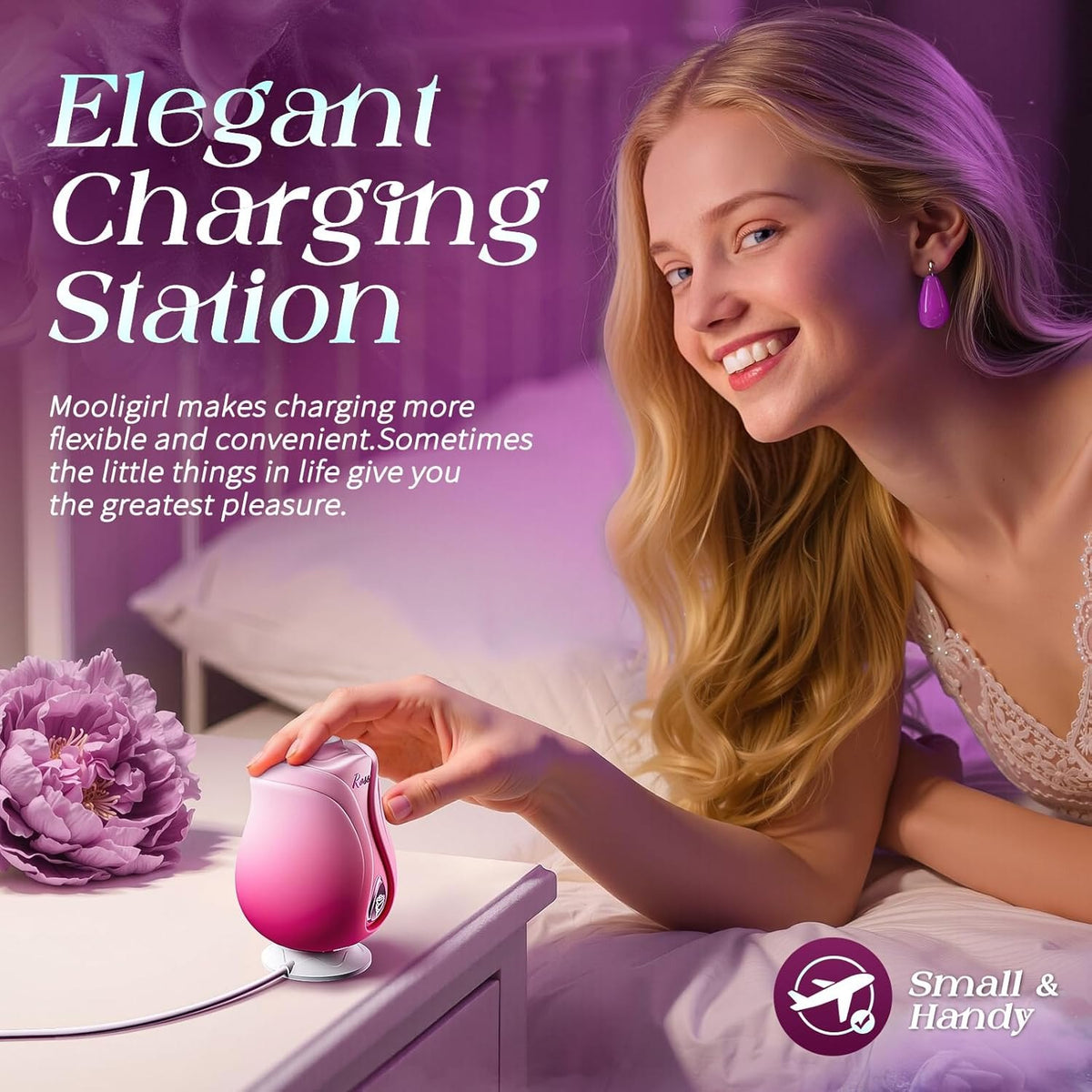 Pink rose-shaped clitoral suction vibrator, photo 4