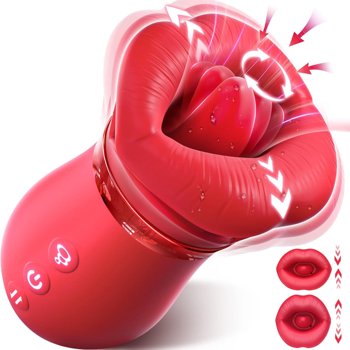 Red rose shaped mouth licking suction vibrator, photo 1
