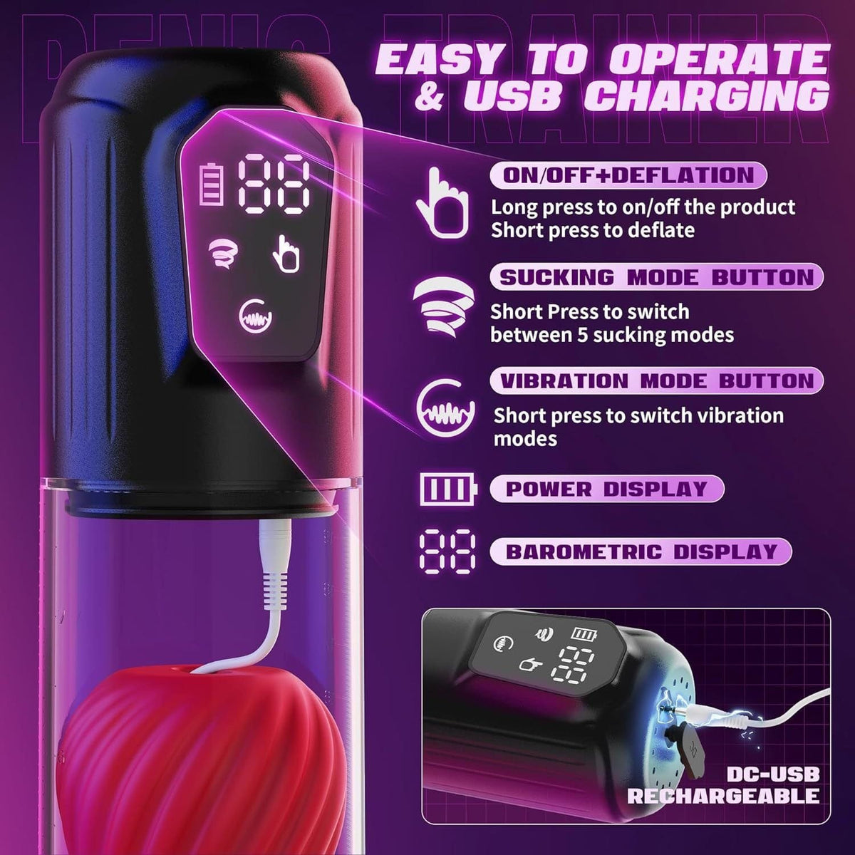 Black rose suction vibrating penis pump, photo 4