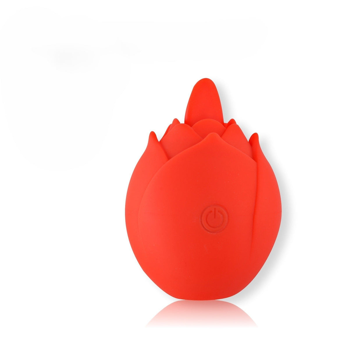 Red rose-shaped clitoral suction vibrator with flicking petals