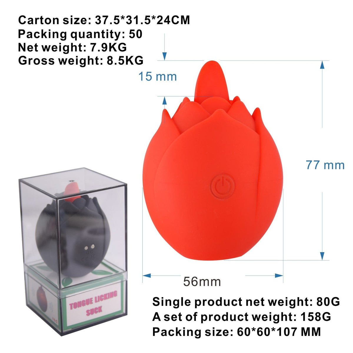 Rose-shaped clitoral suction vibrator with flicking petals, photo 4