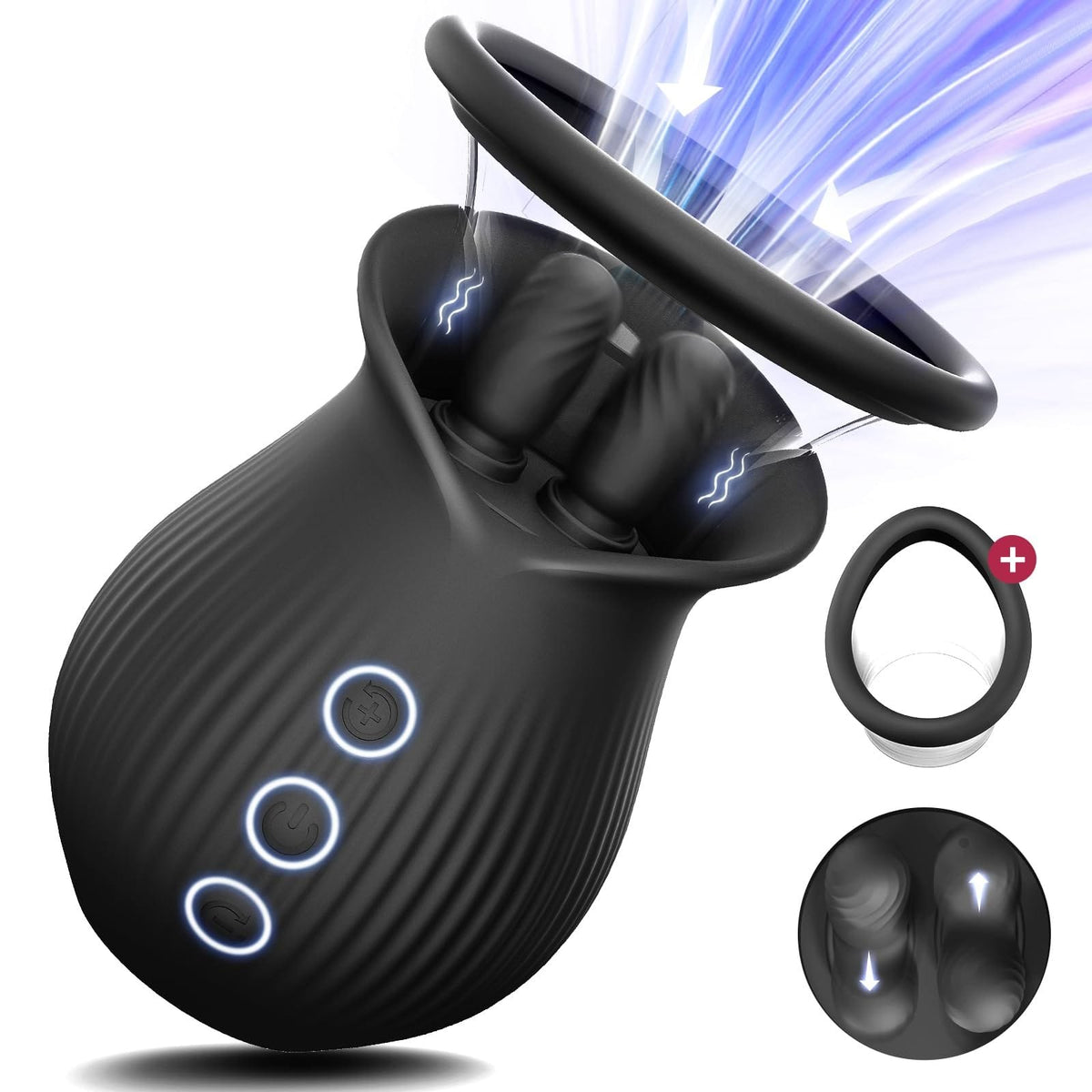 Black rose suction and licking vibrator