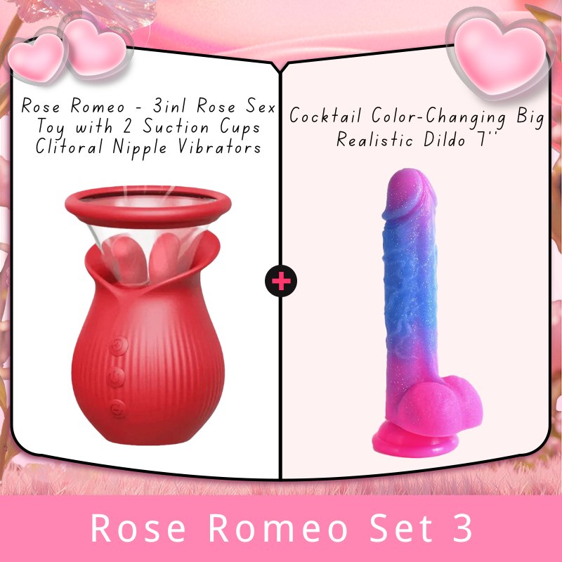 Rose Romeo Set 3 rose suction and licking vibrator