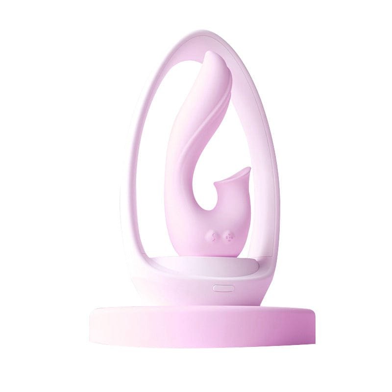 Pink rose shaped suction vibrator with night light