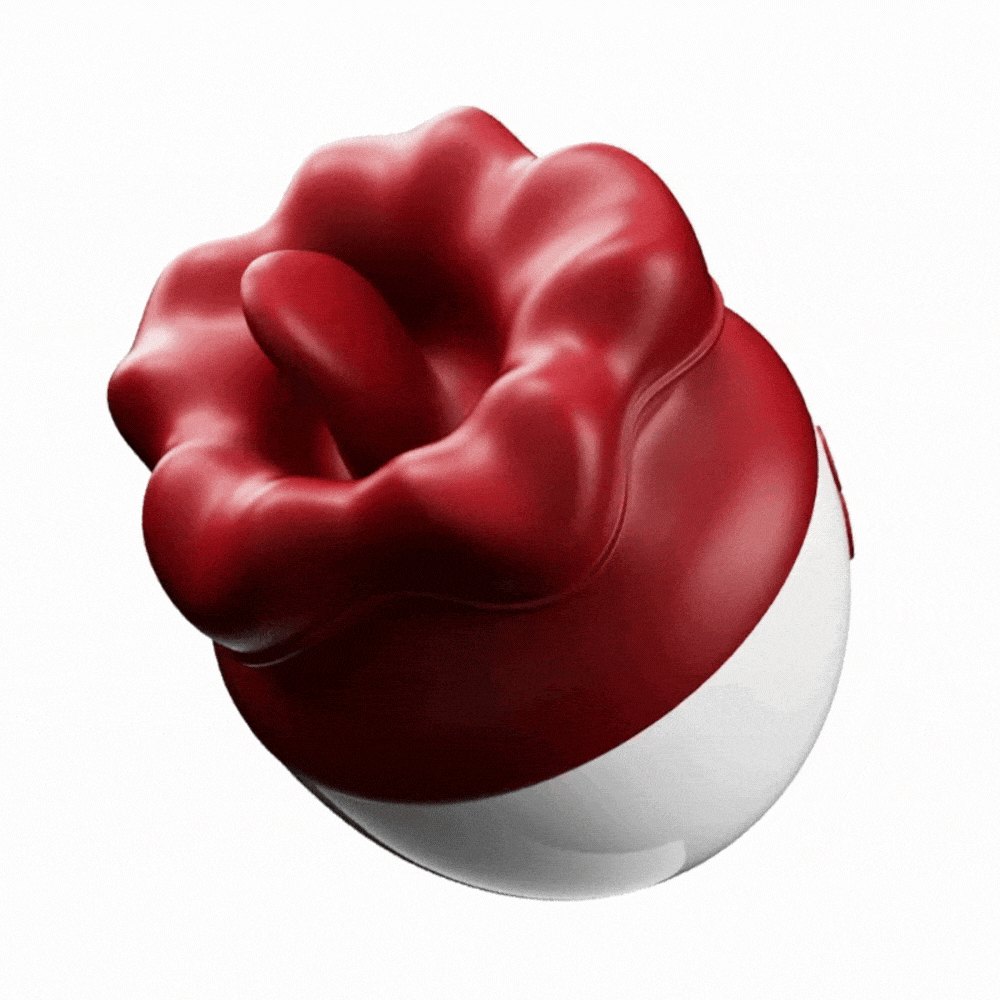Red silicone rose-shaped suction vibrator, photo 1