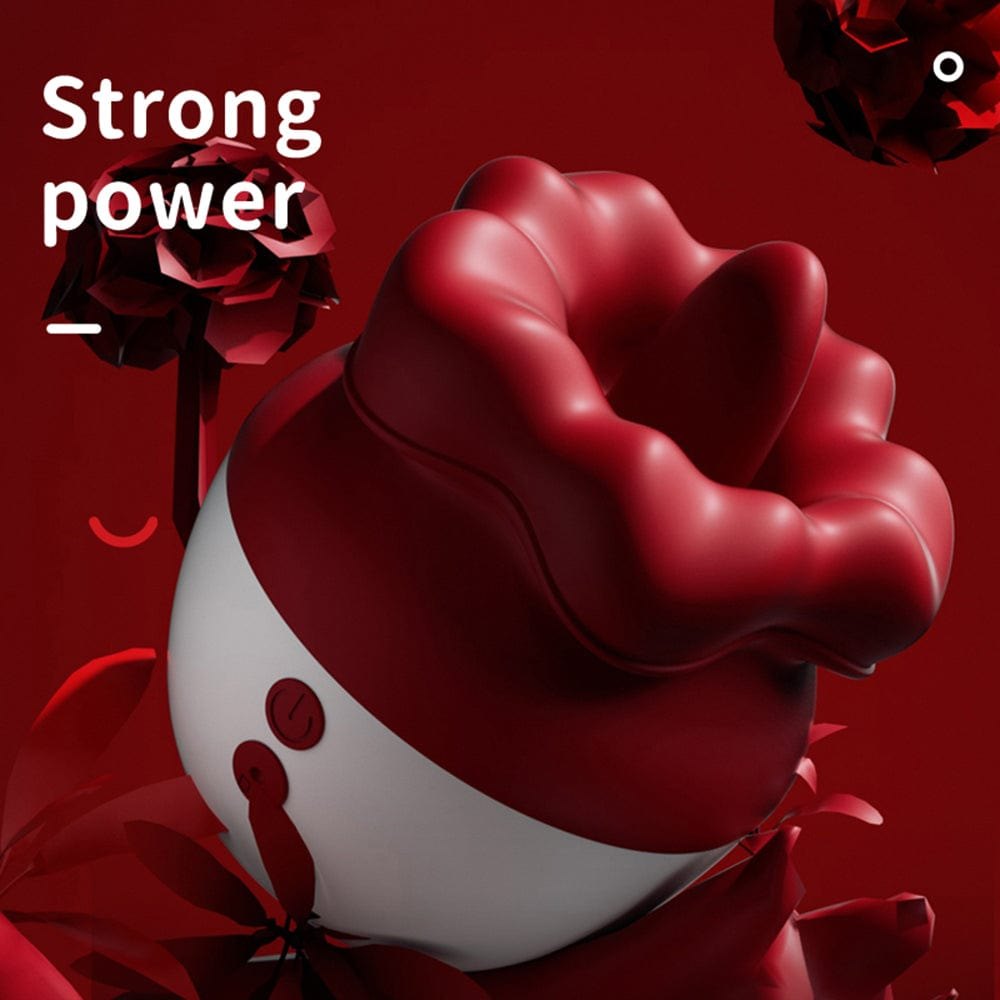 Red silicone rose-shaped suction vibrator, photo 2