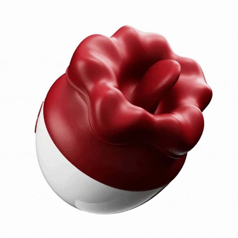 Red silicone rose-shaped suction vibrator, photo 3