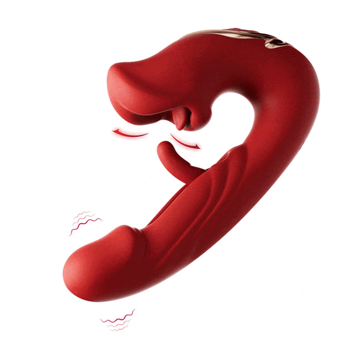Red rose shaped clit sucking vibrator with tapping shaft