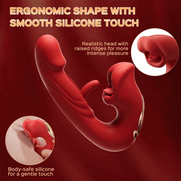 Rose shaped clit sucking vibrator with tapping shaft, photo 3