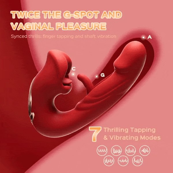 Rose shaped clit sucking vibrator with tapping shaft, photo 4