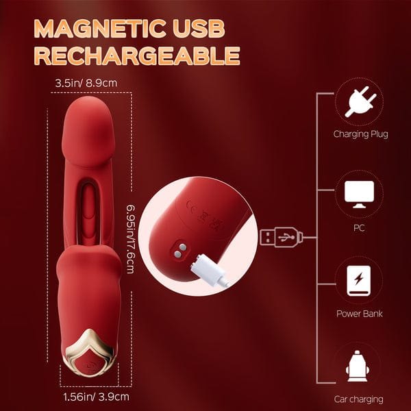 Rose shaped clit sucking vibrator with tapping shaft, photo 6