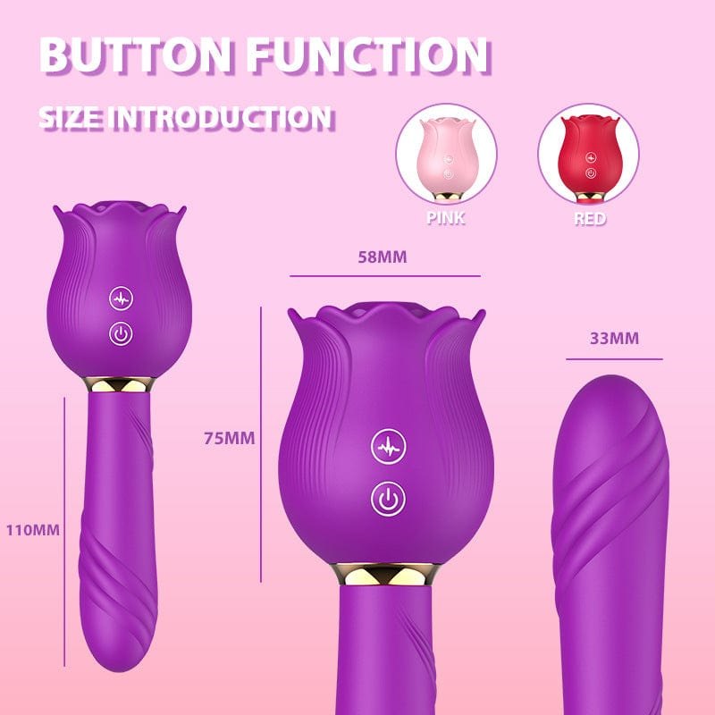 Rose shaped clitoral suction and thrusting vibrator, photo 3