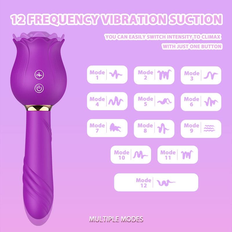 Rose shaped clitoral suction and thrusting vibrator, photo 4