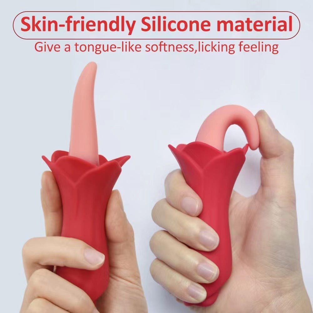 Red rose-shaped silicone tongue clit vibrator, photo 4