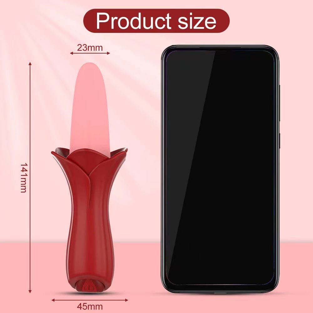 Red rose-shaped silicone tongue clit vibrator, photo 6