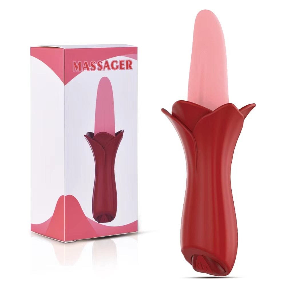 Red rose-shaped silicone tongue clit vibrator, photo 7