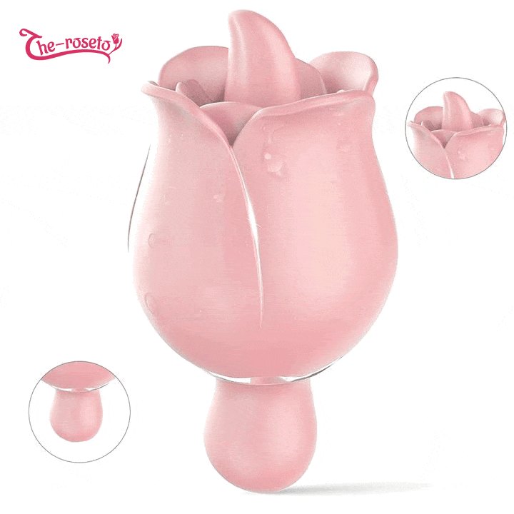 Pink rose tongue clit stimulator, photo 1