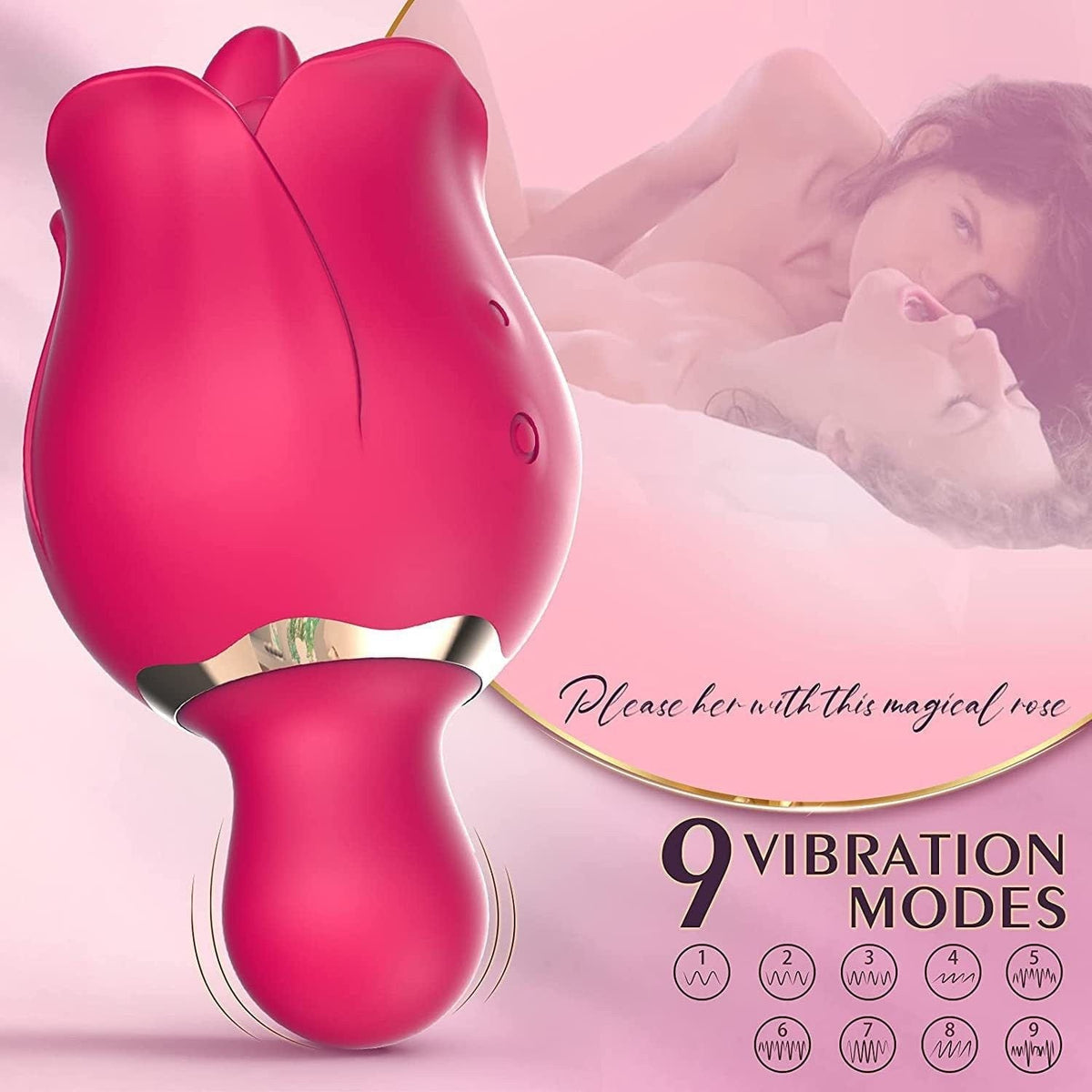 Pink rose tongue clit stimulator, photo 2