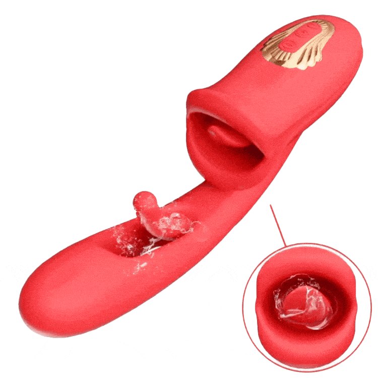 Red silicone rose-shaped clitoral suction vibrator, photo 1