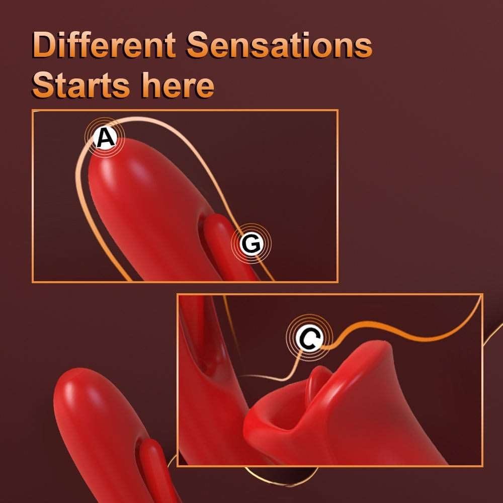 Red silicone rose-shaped clitoral suction vibrator, photo 4