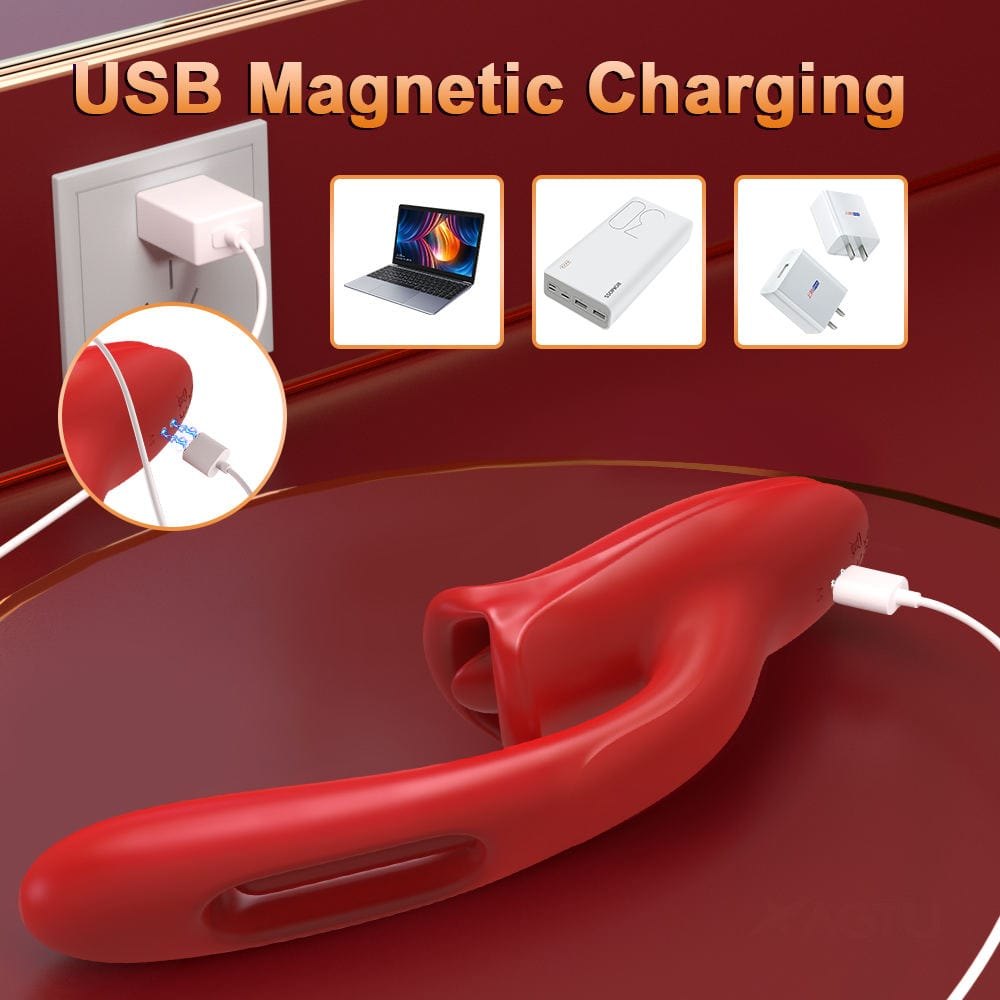 Red silicone rose-shaped clitoral suction vibrator, photo 6