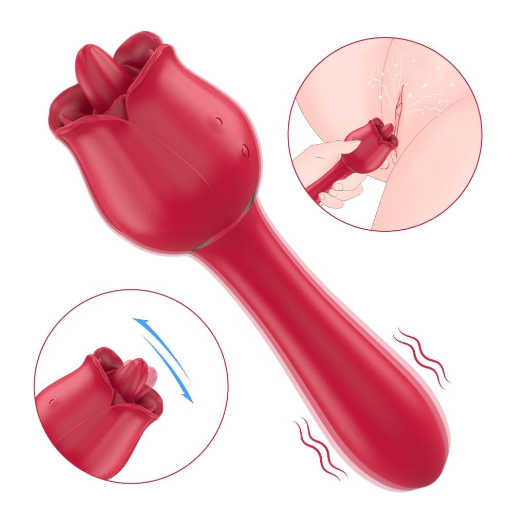 Rose pink silicone tongue and g-spot licking massager, photo 1