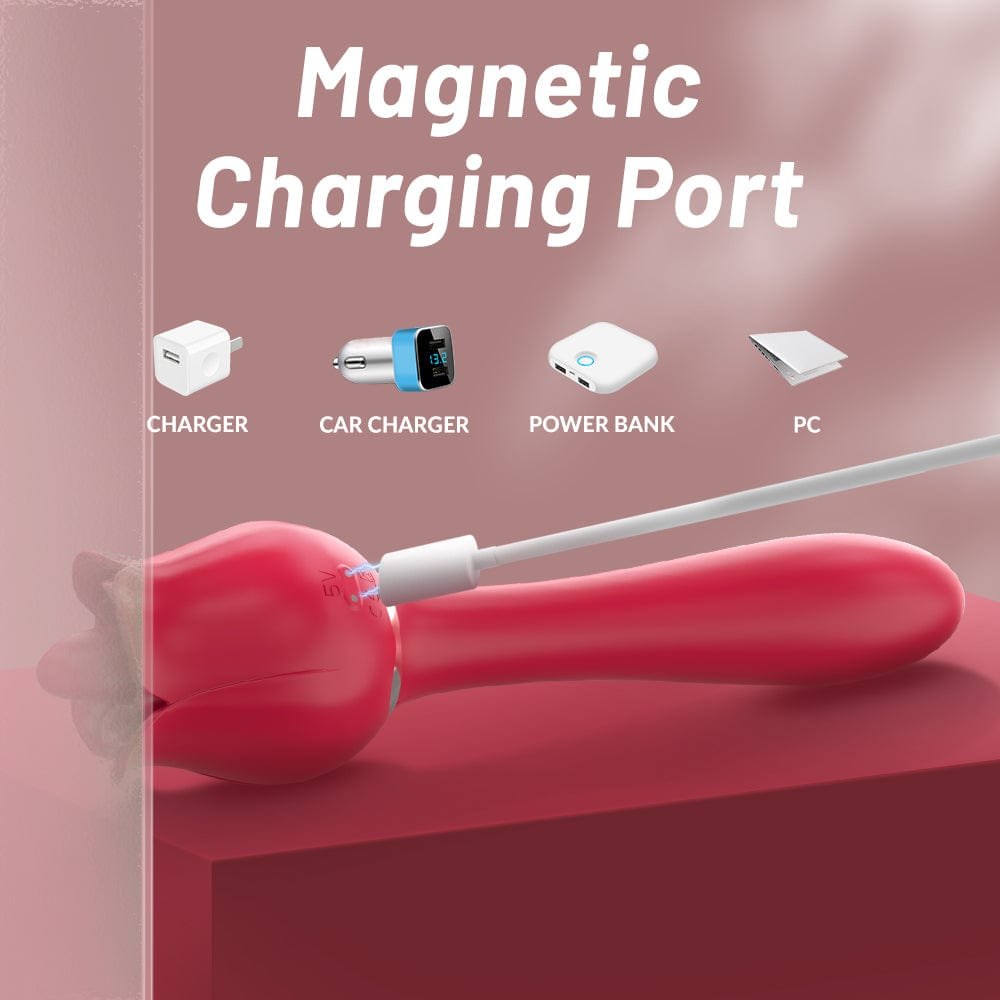 Rose pink silicone tongue and g-spot licking massager, photo 2