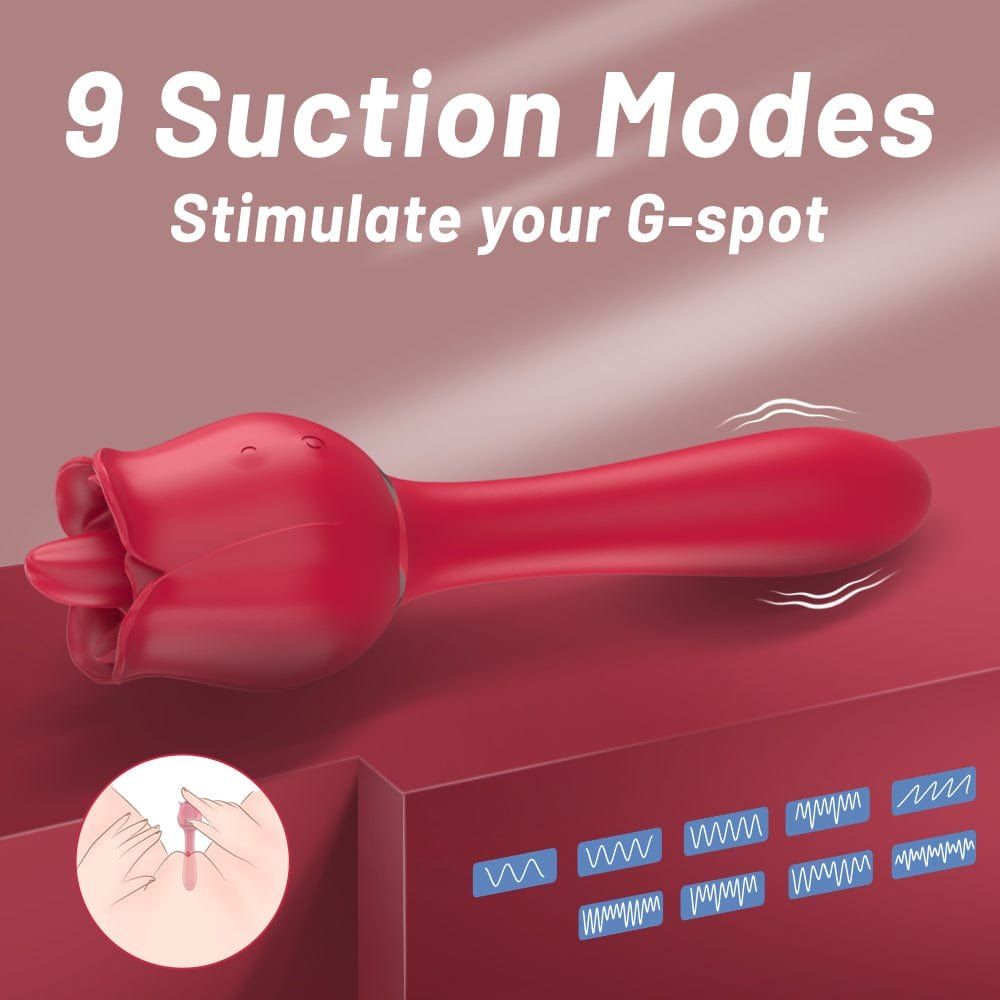 Rose pink silicone tongue and g-spot licking massager, photo 4